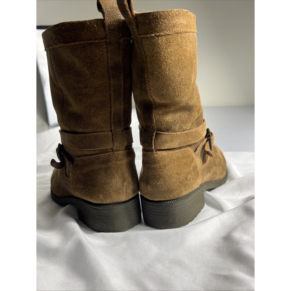 UGG Australia Glendale Chestnut Suede Buckle Mid-Calf Zipper Boots  Women's 9.5 - Picture 10 of 14